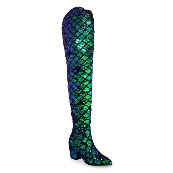 Michael Antonio Shoes - Micheal Antonio Wanda mermaid thigh high sequins boots